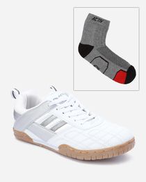 Bundle Of Side Striped Sneakers &amp; Socks - White