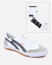 Bundle of Casual Sneakers &amp; Socks - White &amp; Dark Grey