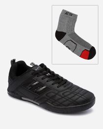Bundle of Side Striped Sneakers &amp; Socks - Black
