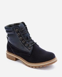 Lace Up Ankle Boots - Navy Blue
