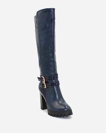 Side Buckle Heeled Boots - Blue