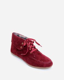 Fold Over Cuffed Ankle Boot - Dark Red